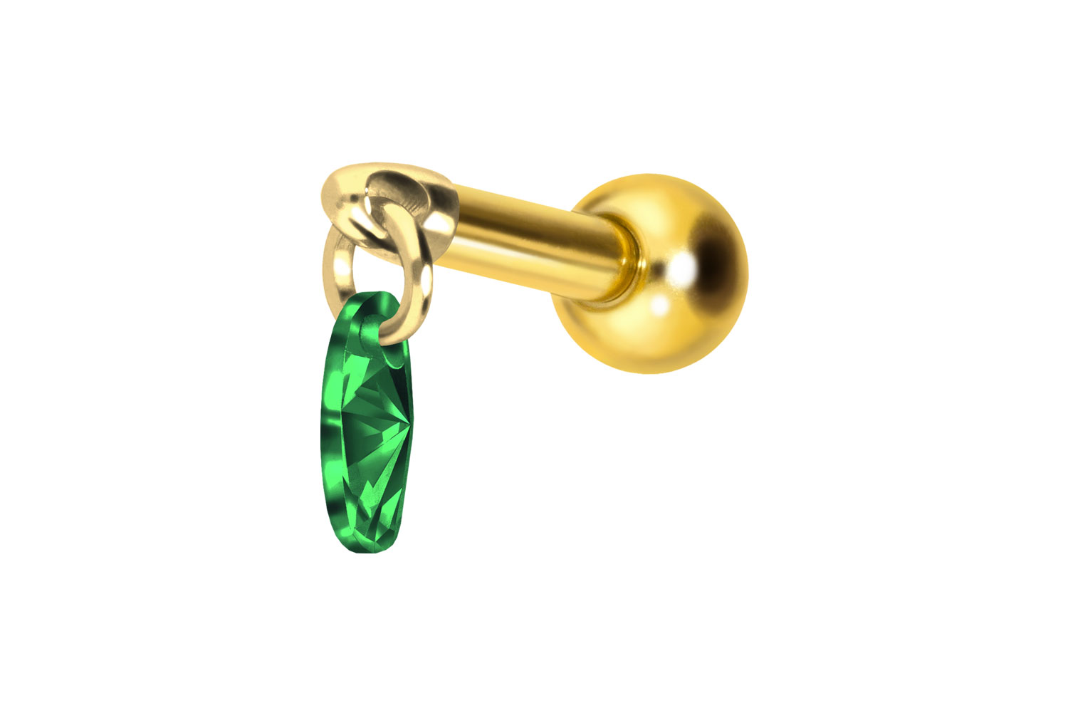 Titan Ohrpiercing mit Innengewinde KRISTALLOVAL